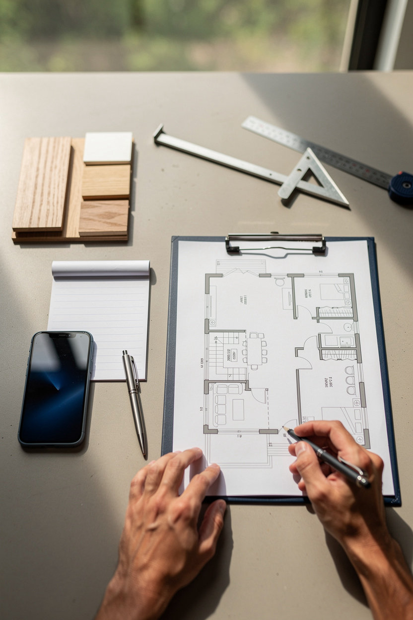 SE Custom Homes team discussing a custom home build with a homeowner in Bullard, TX